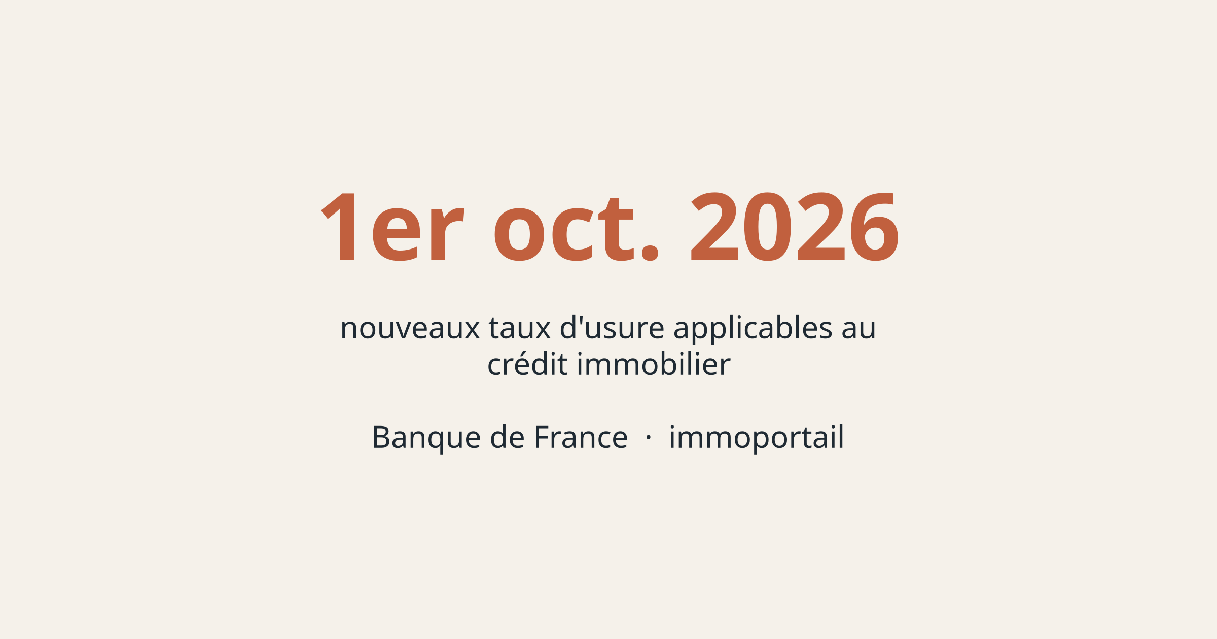 Nouveaux taux d'usure du crédit immobilier au 1er octobre 2026
